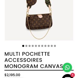 Authentic Louis Vuitton Multi Pochette with Green Strap (dust bag included)